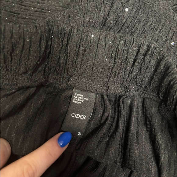 Black sparkly glitter wide leg trouser pants - Picture 4 of 7